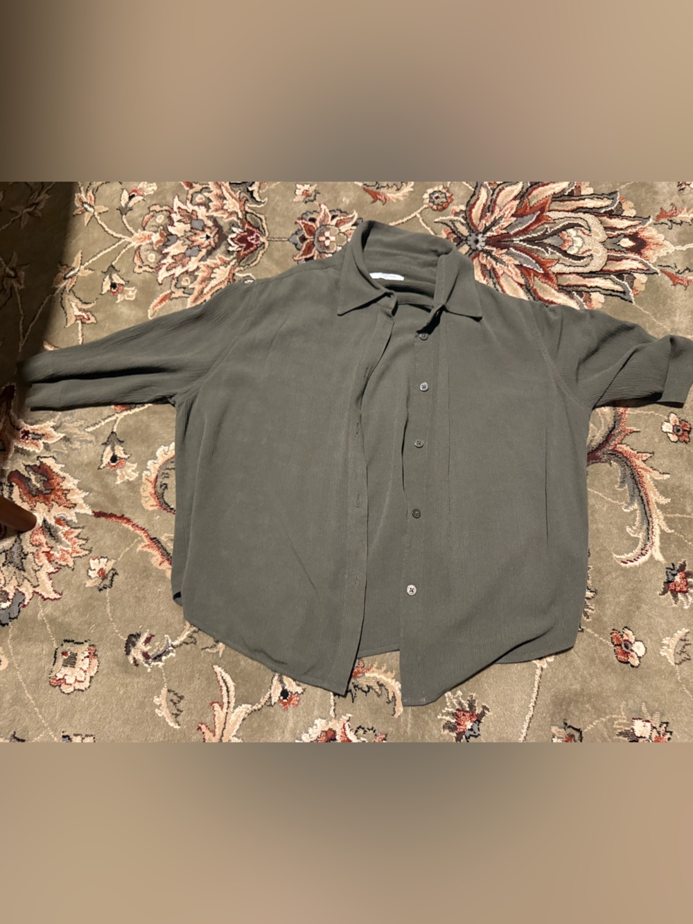 Babaton Button-Up Shirt Jacket in Olive Green